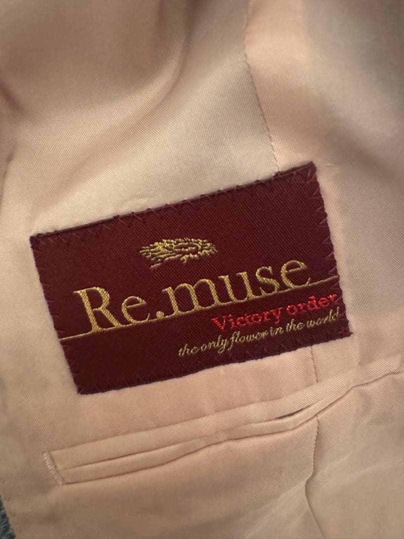 水色 チェック柄 テーラード　スーツ