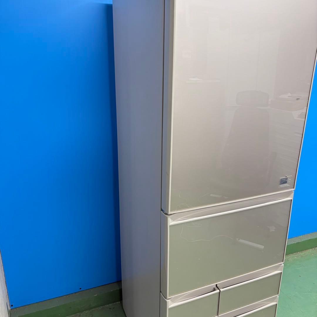 717 鏡面　ガラストップ　5ドア　左開き　大型冷蔵庫　400L強　美品　格安