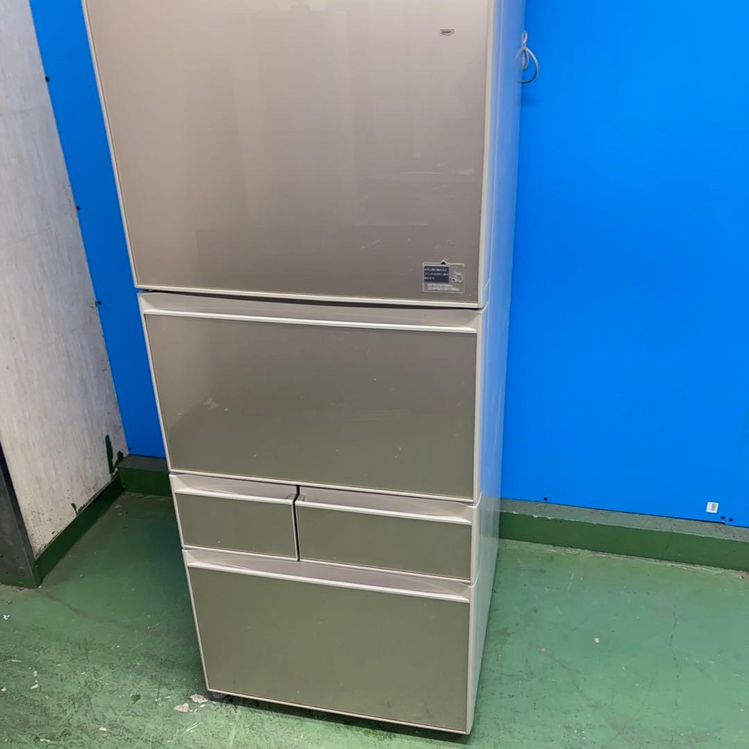 717 鏡面　ガラストップ　5ドア　左開き　大型冷蔵庫　400L強　美品　格安