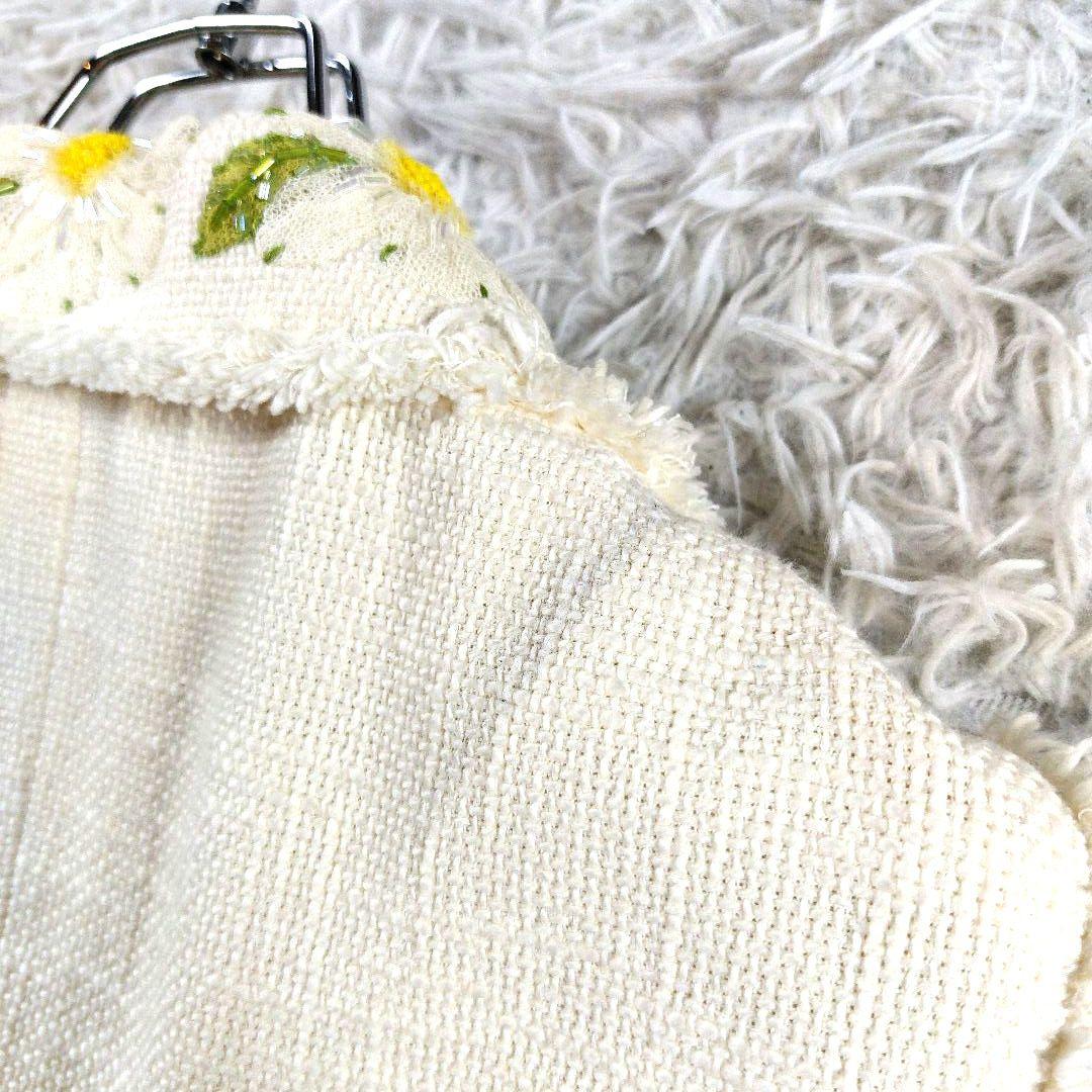 モスキーノ ビーズ 装飾ビジュー デカボタン 短丈 ツイードテーラードジャケット