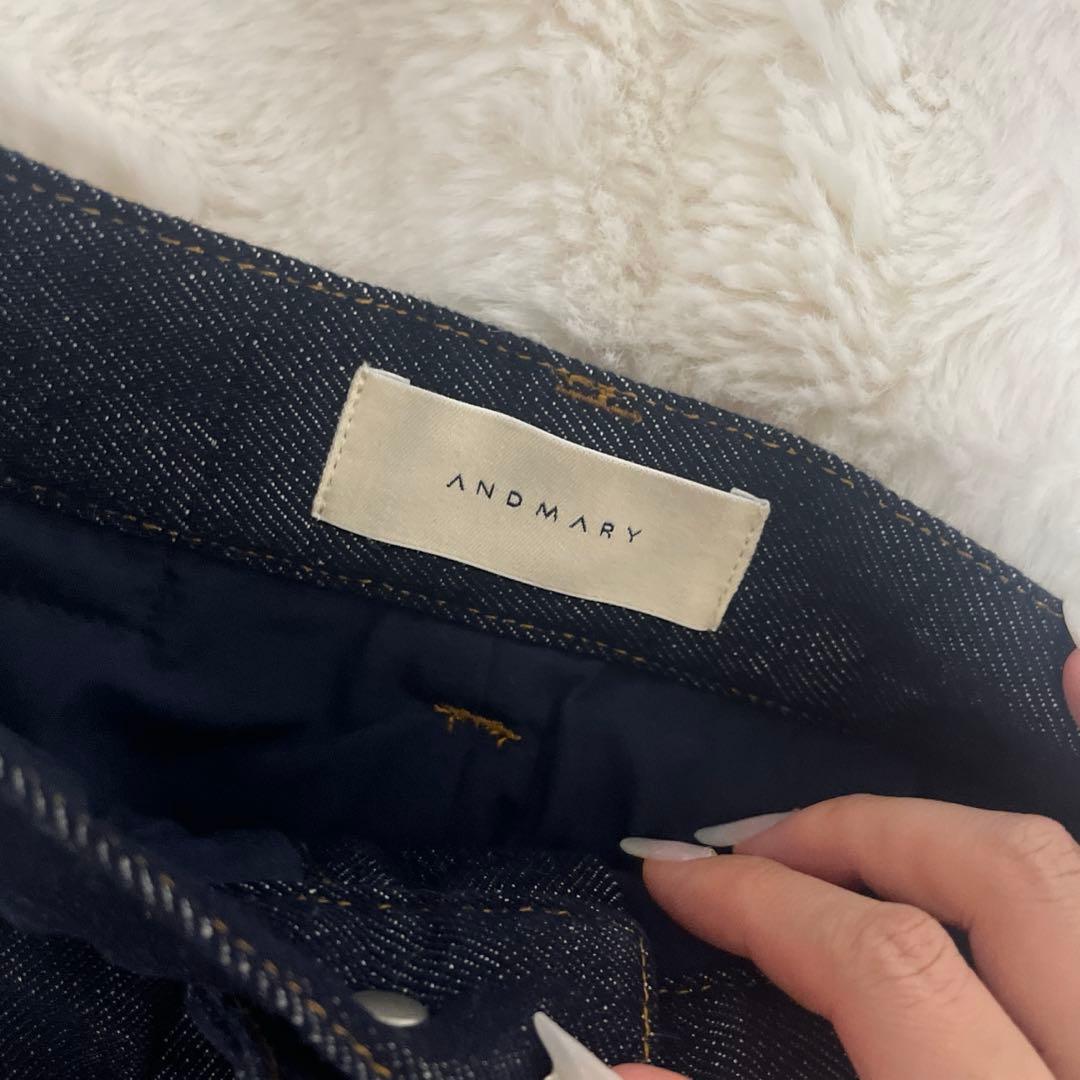 スカート andmary Fur pocket denim skirt