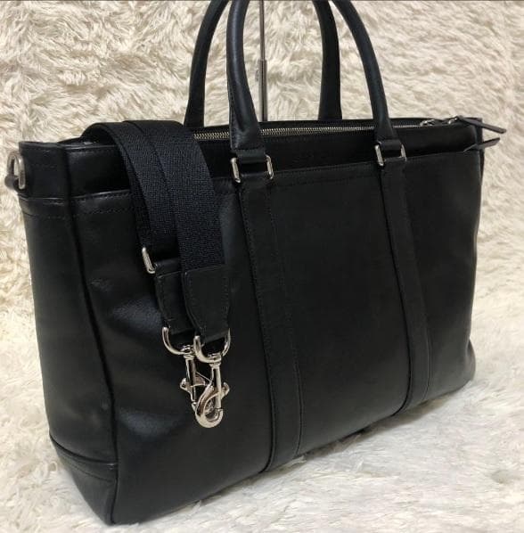 COACH コーチ F70916／2WAY オールレザーブリーフトートバッグ／黒