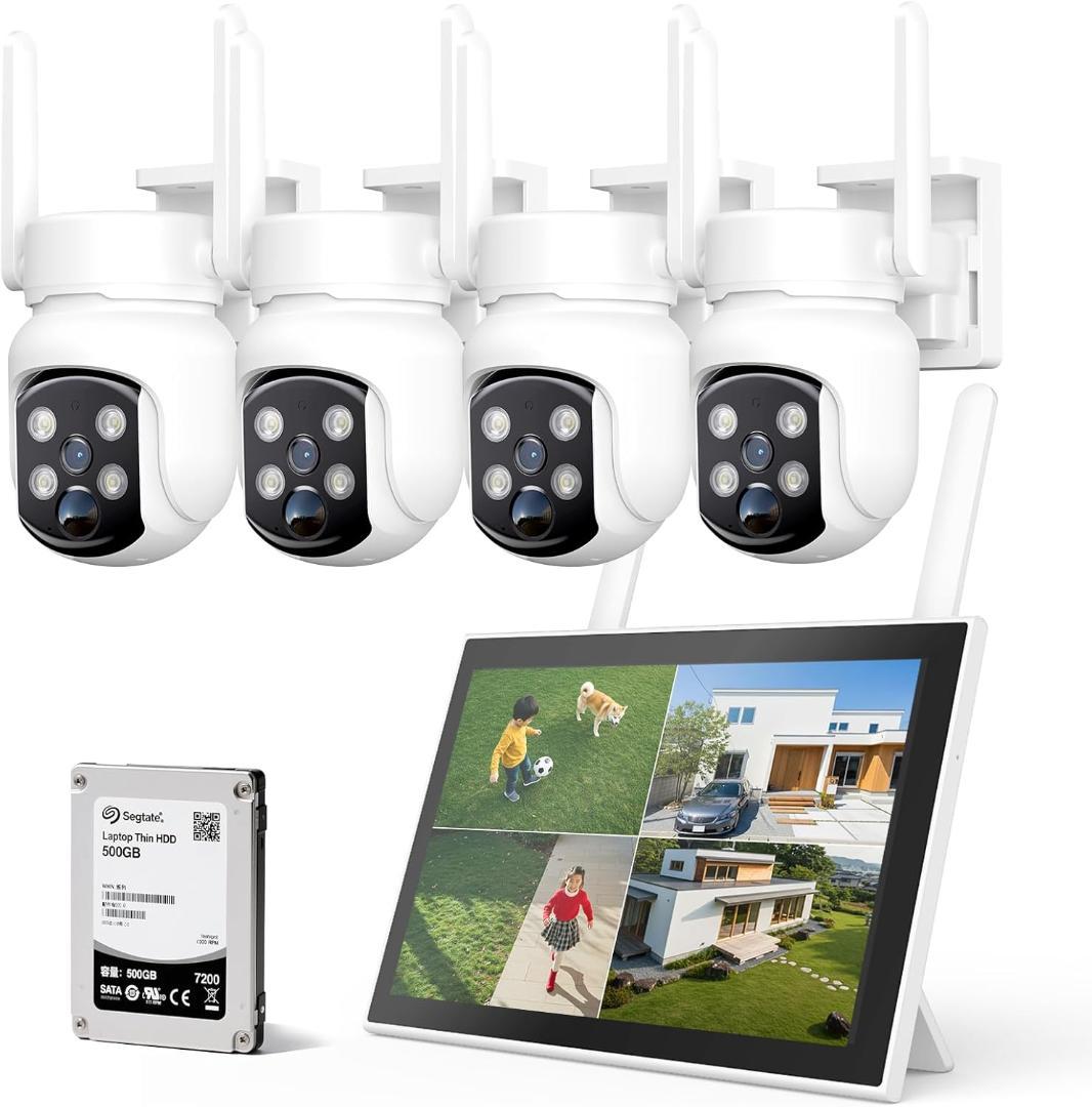 【開封・未使用】YESKAMOO 防犯カメラ ワイヤレス 屋外 4台セット