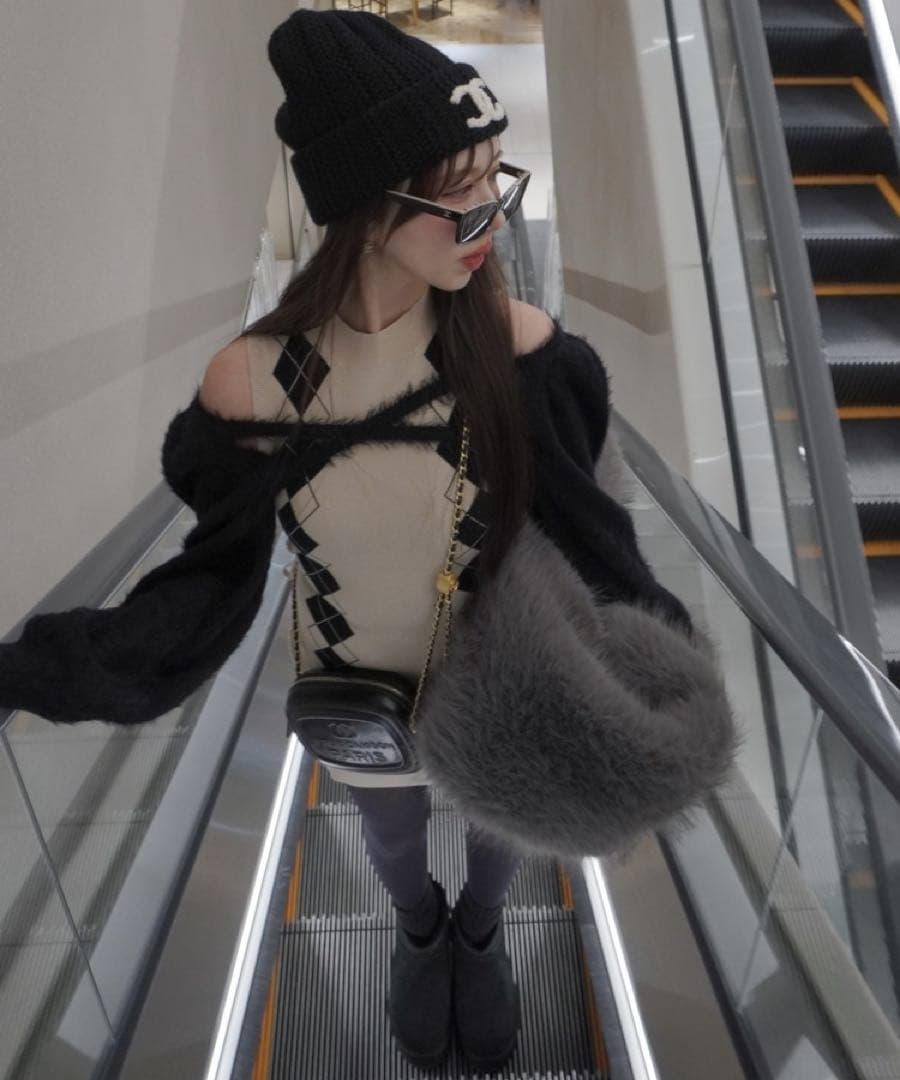 アーガイルリボンワンピ×2way カーディガンセット♡