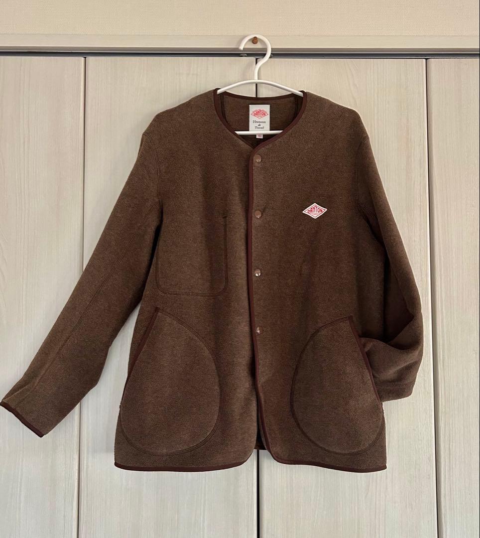 DANTONダントン フリース ノーカラージャケット 焦げ茶ブラウン サイズ42