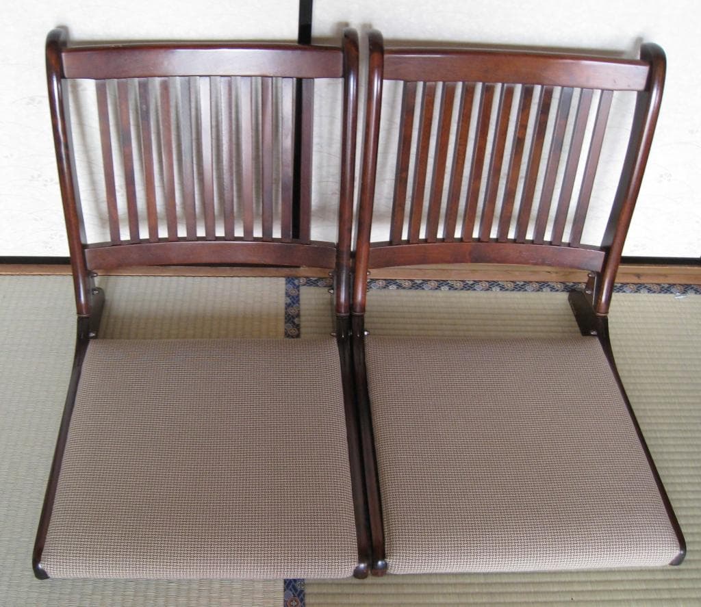 座椅子　木製　2点セット　ブラウン