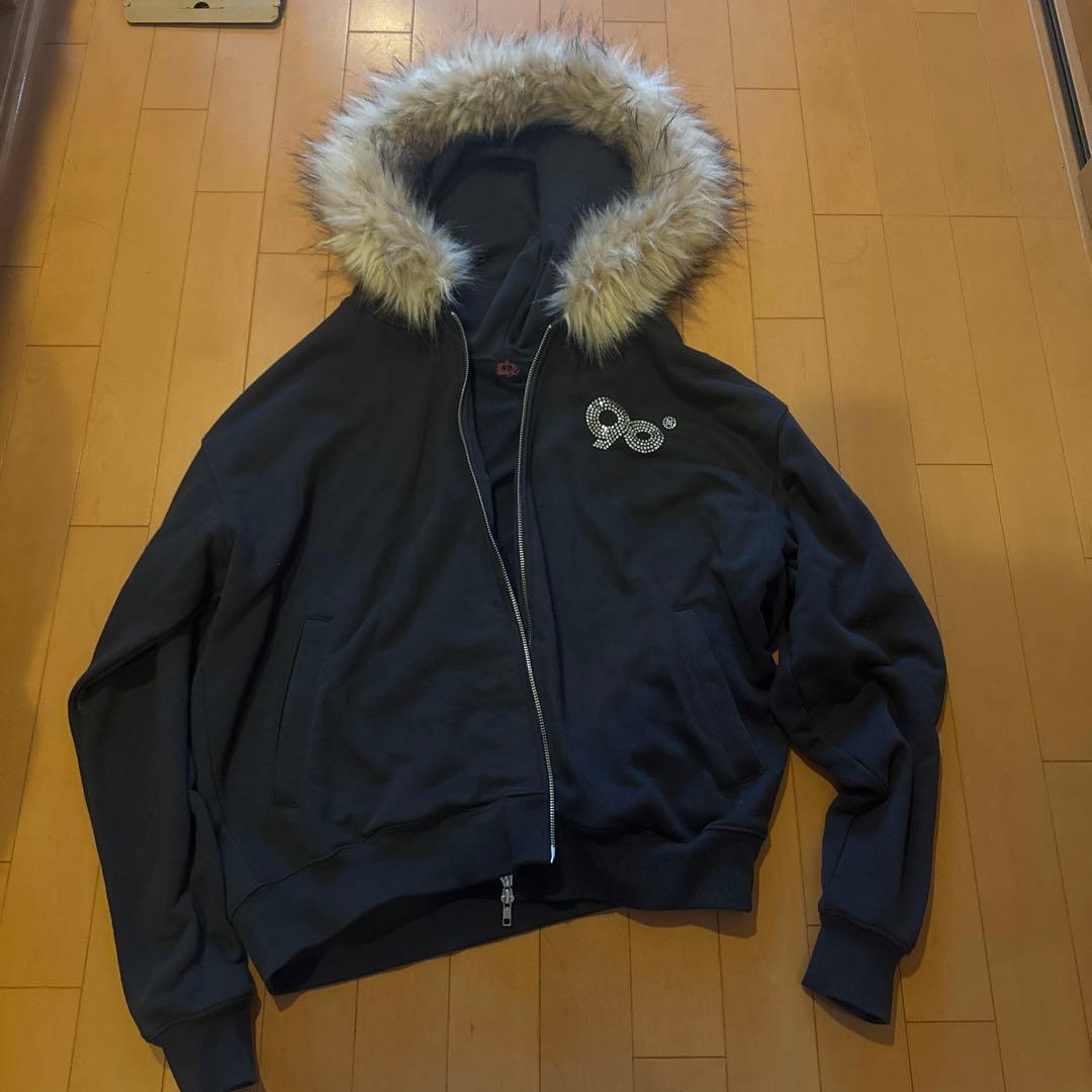 9090 ファーアウター グレーM