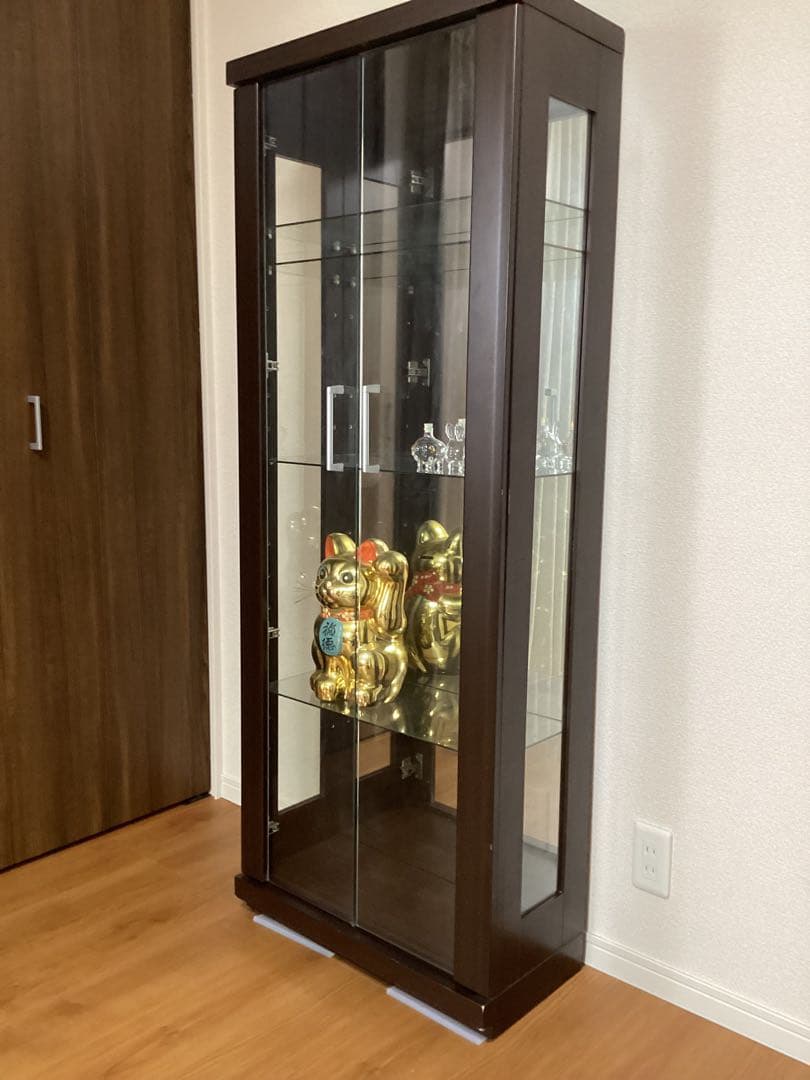 コレクション　ガラスケース　縦型　ハイタイプ　背面ミラー　5段(ガラス板4枚)