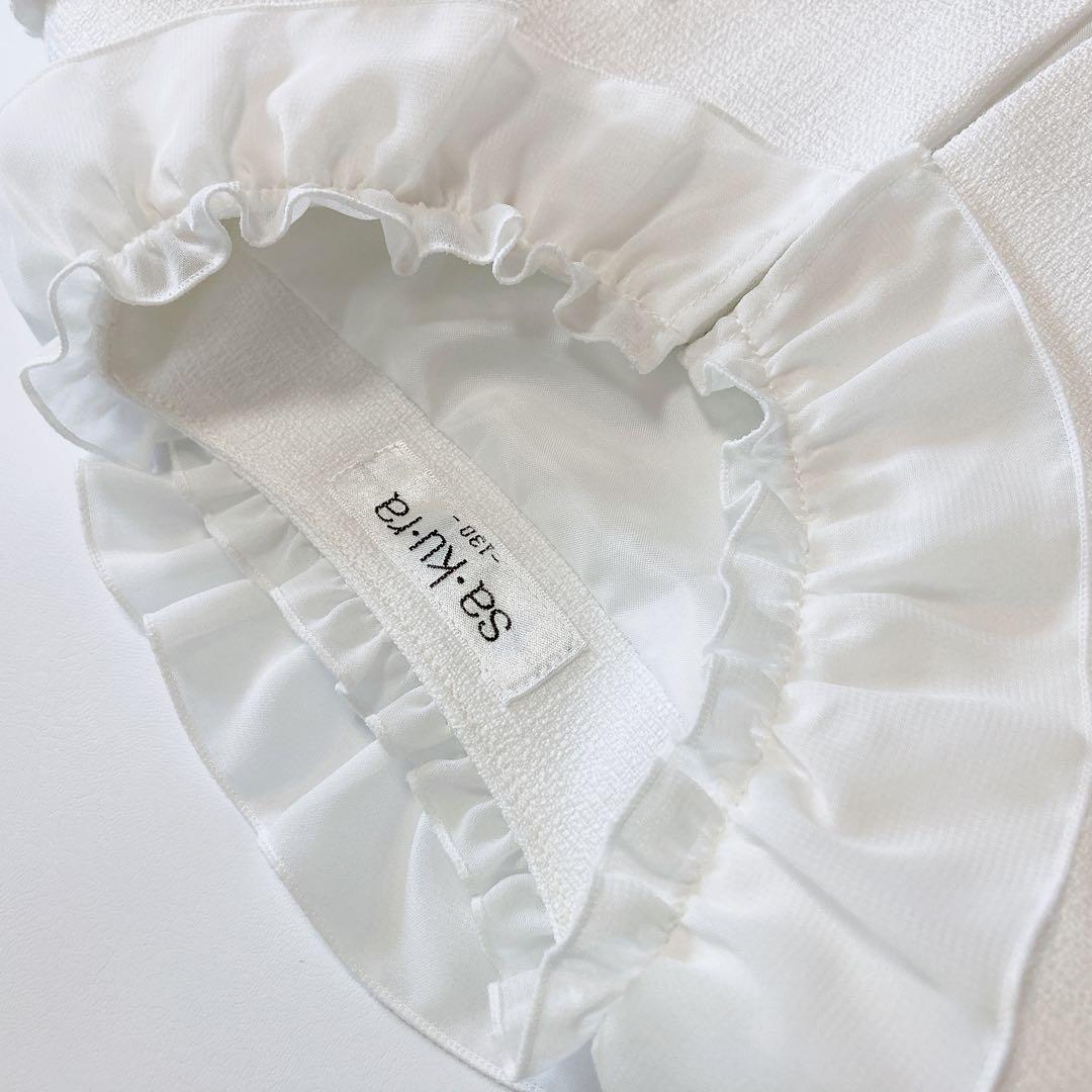 130size ホワイト×チェック セレモニー 入学 卒園 フォーマル 式典