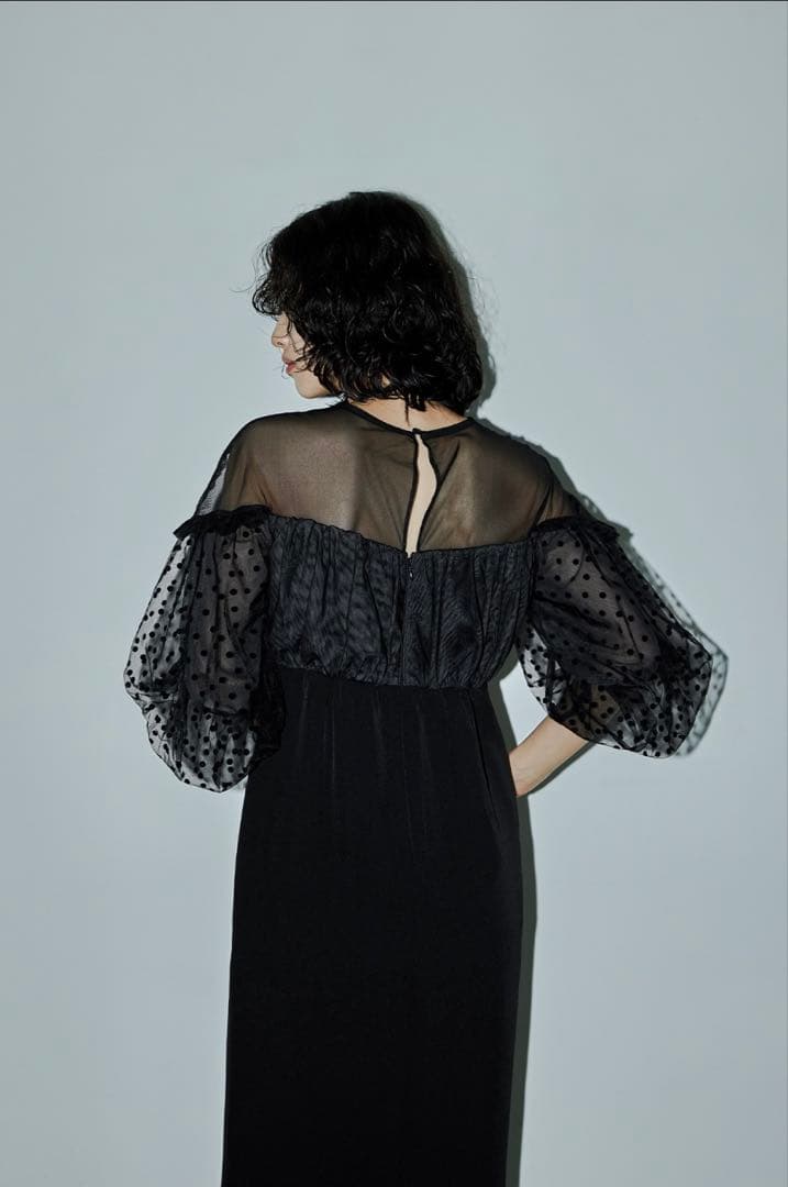 SNIDELフロッキードットワンピース パーティードレス オケージョンドレス