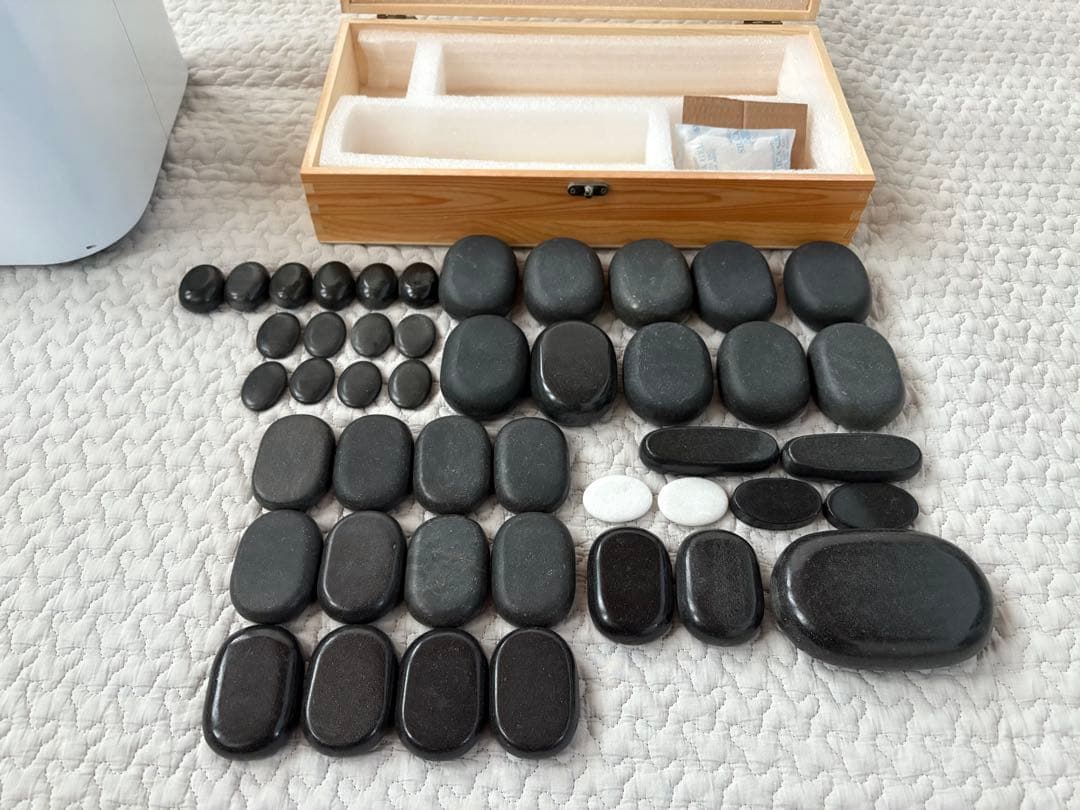 ホットストーンウォーマー＆しゃくし＆ストーン45個セット