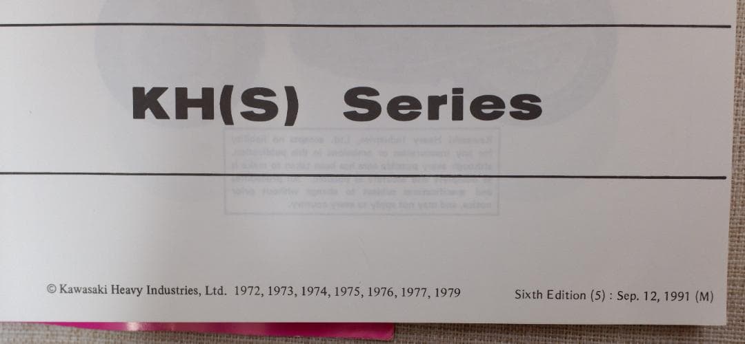 SHOP MANUAL Kawasaki KH(S) Series　マニュアル