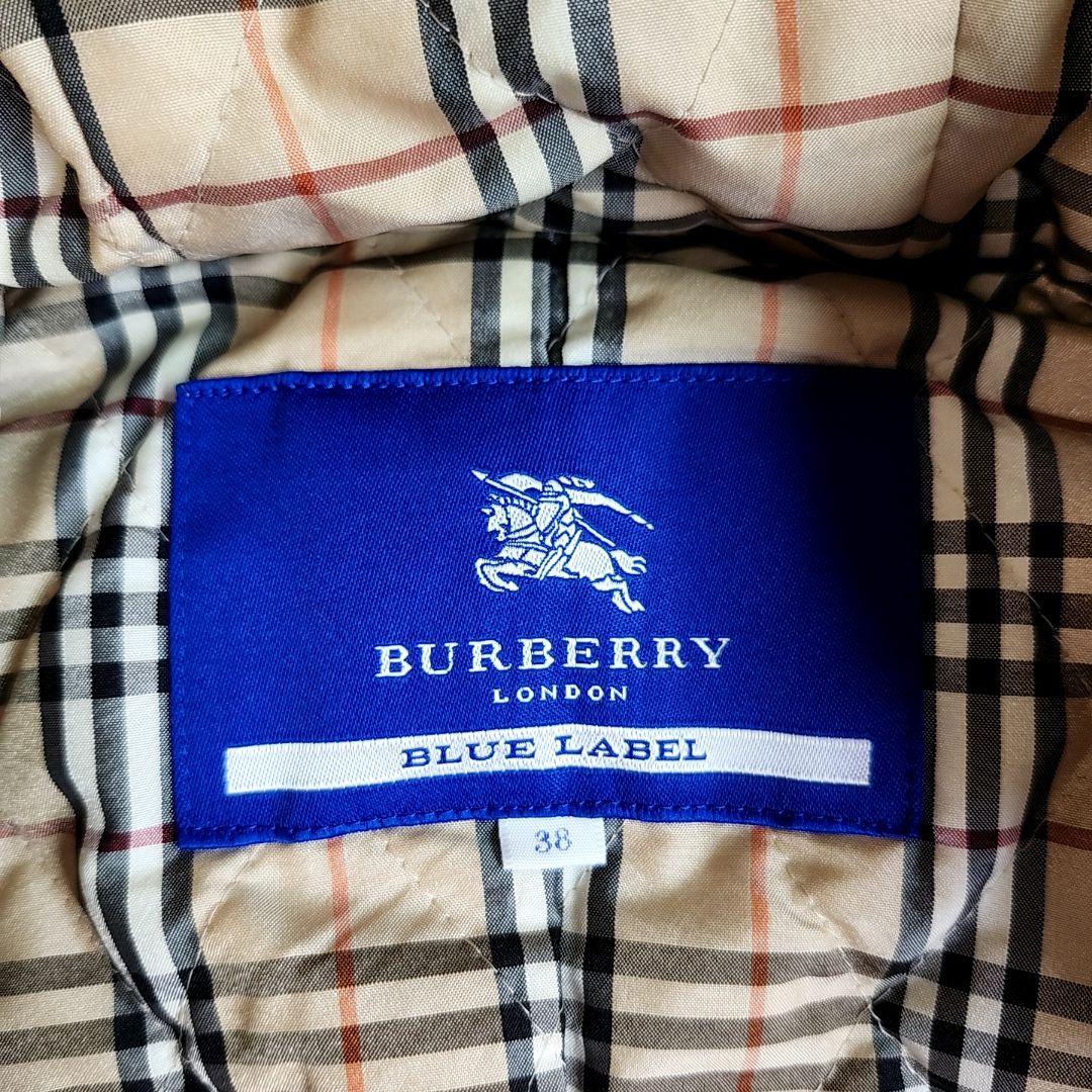バーバリー ノバチェック裏地 モッズコート 中綿コート ラクーンファー 38