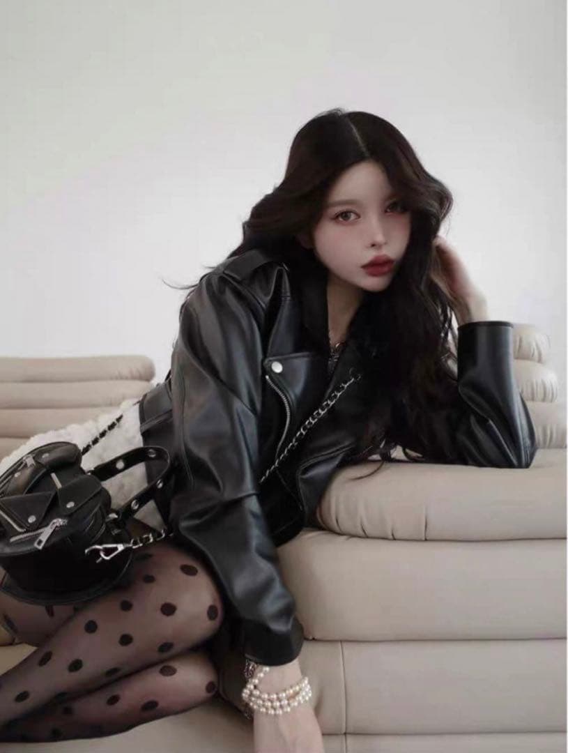 ♡ダーリッチ darich ドロップショートライダースジャケット ブラック ♡