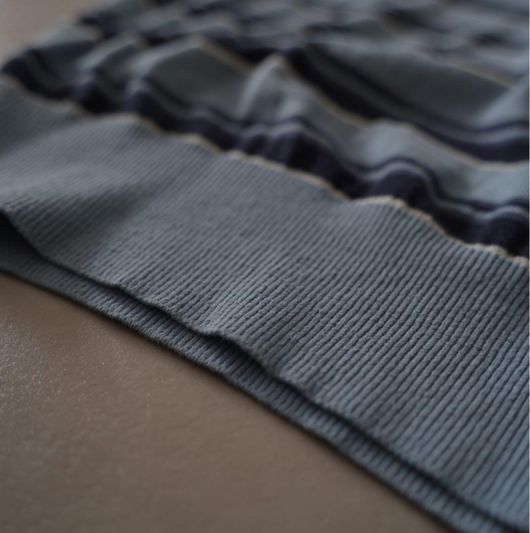 90s ラルフローレン マルチボーダーニットポロシャツ L サックスブルー