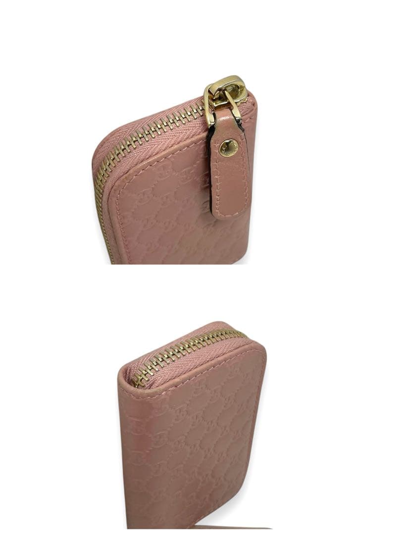 グッチ　ケース　マイクロGG シマ ピンク　ラウンドファスナー