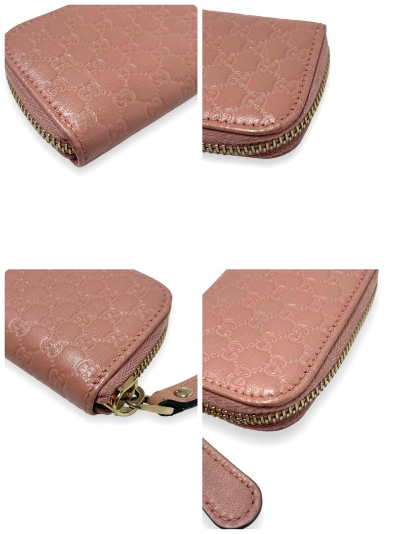 グッチ　ケース　マイクロGG シマ ピンク　ラウンドファスナー
