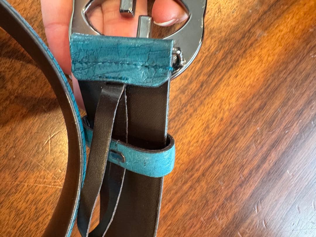 GUCCI GGパターン レディースベルト ターコイズブルー