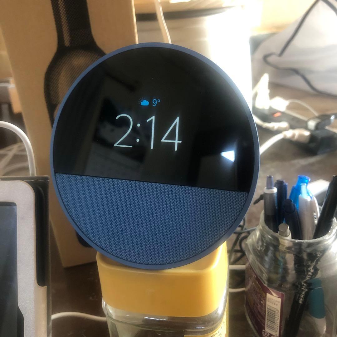 エコースポット　スマートスピーカー デジタル表示 青