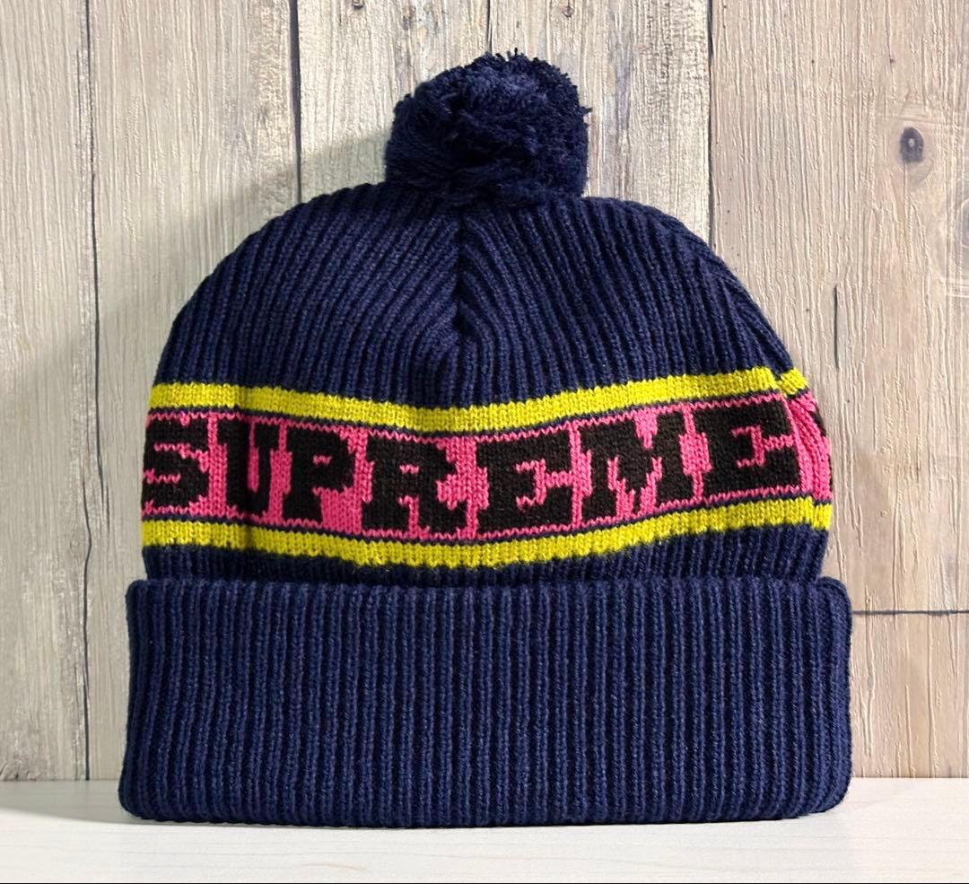 帽子 Supreme Big Stripe Beanie Navy