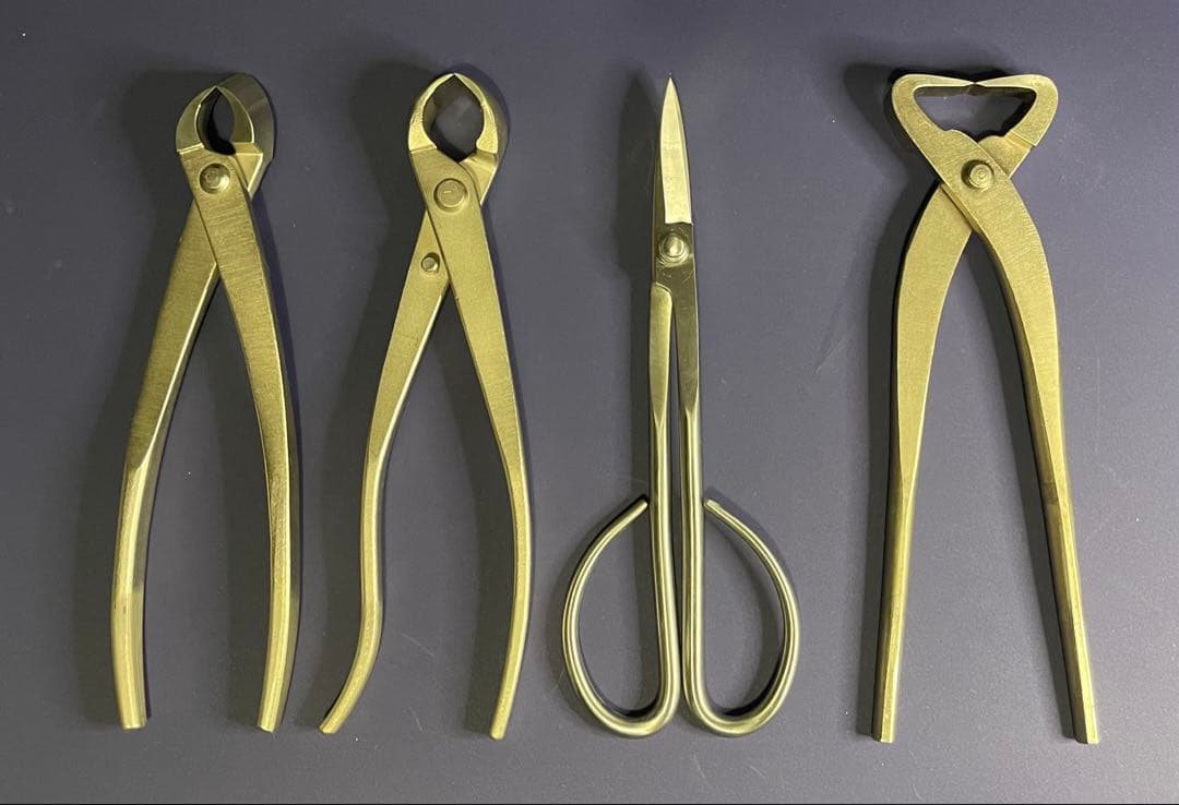 盆栽道具　ステンレス　又枝切鋏　コブ切鋏　鋏　幹割　4個セット