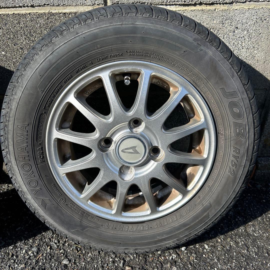 145/80R12アルミホイールとノーマルタイヤ４本セット送料込