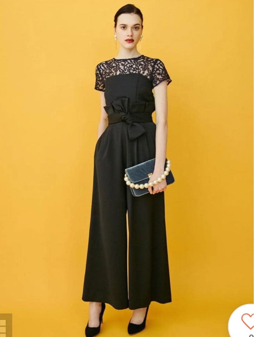 【美品】 ラグナムーン　ハイウエストワイドパンツドレス（黒）セット　S