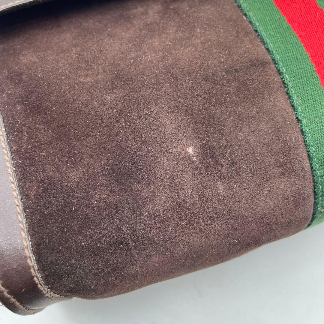 ●GUCCI クラッチバッグ●シェリーライン スエード グッチ レザー オールド
