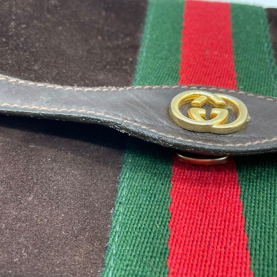 ●GUCCI クラッチバッグ●シェリーライン スエード グッチ レザー オールド