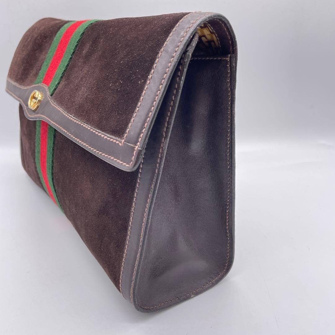 ●GUCCI クラッチバッグ●シェリーライン スエード グッチ レザー オールド