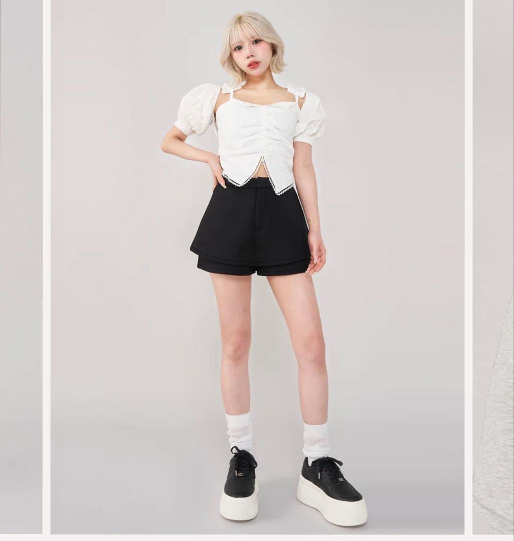 darich シルエットカットスカートライクショートパンツ