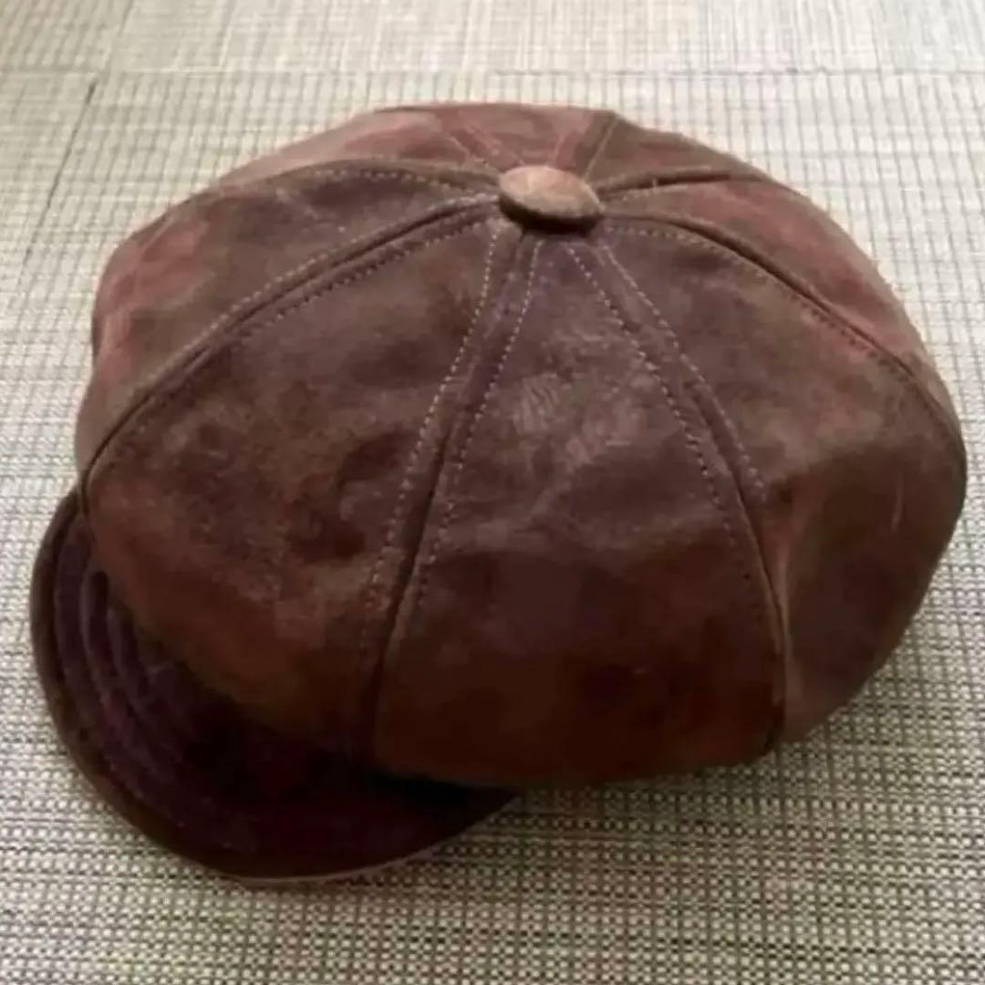 ★USA製 NEW YORK HATキャスケット スウェードレザーダークブラウン