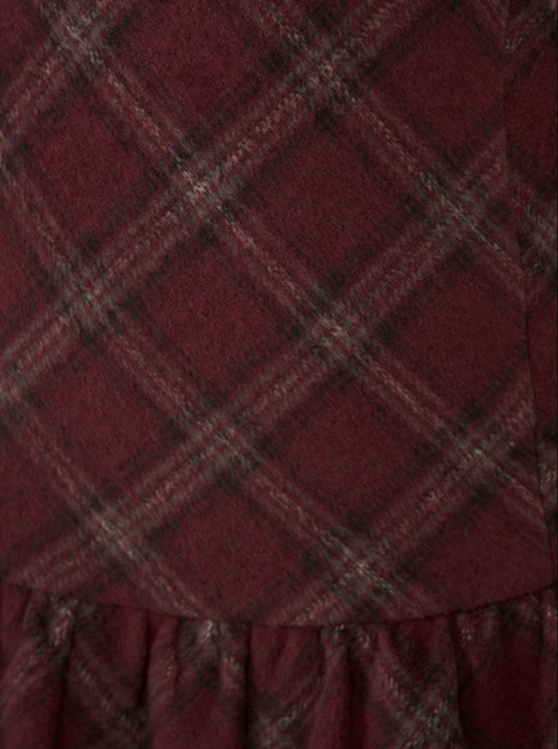 ノースリーブミニワンピース バーガンディチェック