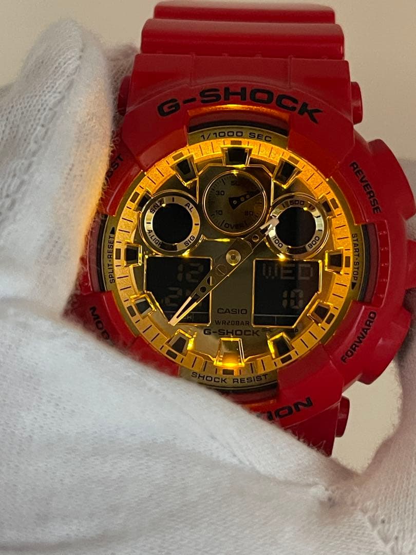 美品 G-SHOCK GA-100VLA-4AJF レッド ゴールド カシオ