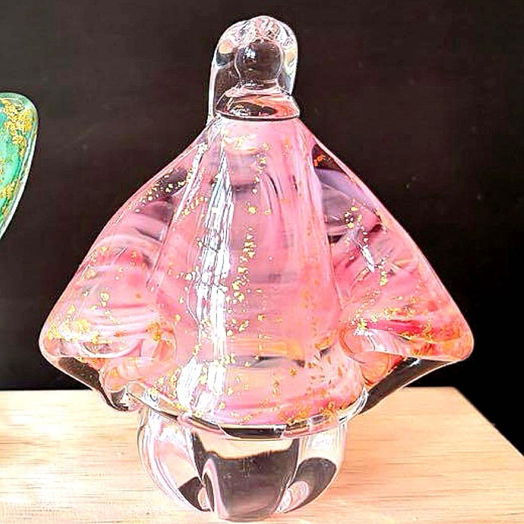 【未使用品】奈良ガラス工房 るりびな 「瑠璃雛」お雛様 お内裏様 金箔 共箱入