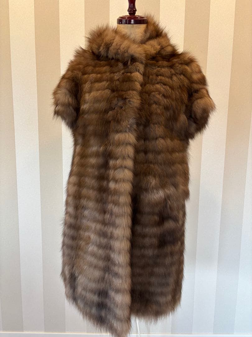 ブラウン フード付き ファーコート