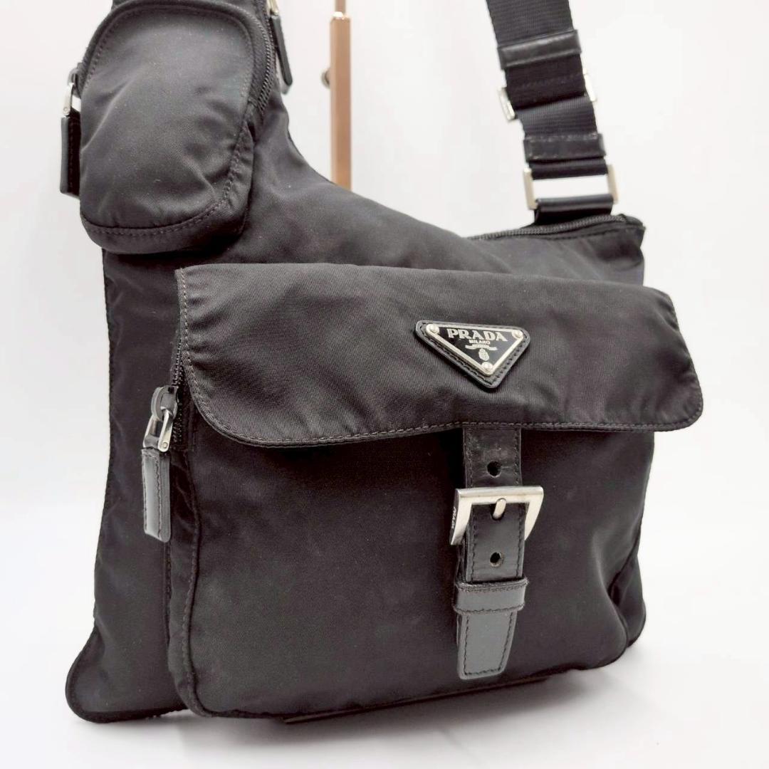 PRADA プラダ テスートナイロン ワンショルダーバッグ ブラック 黒 レザー