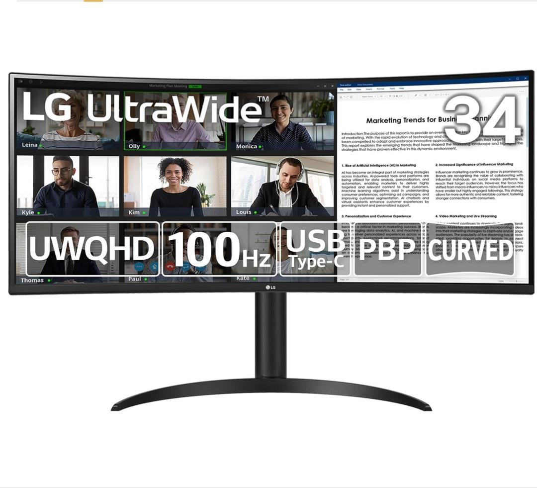 LG ウルトラワイドモニター 34WR55QC-B 34インチ