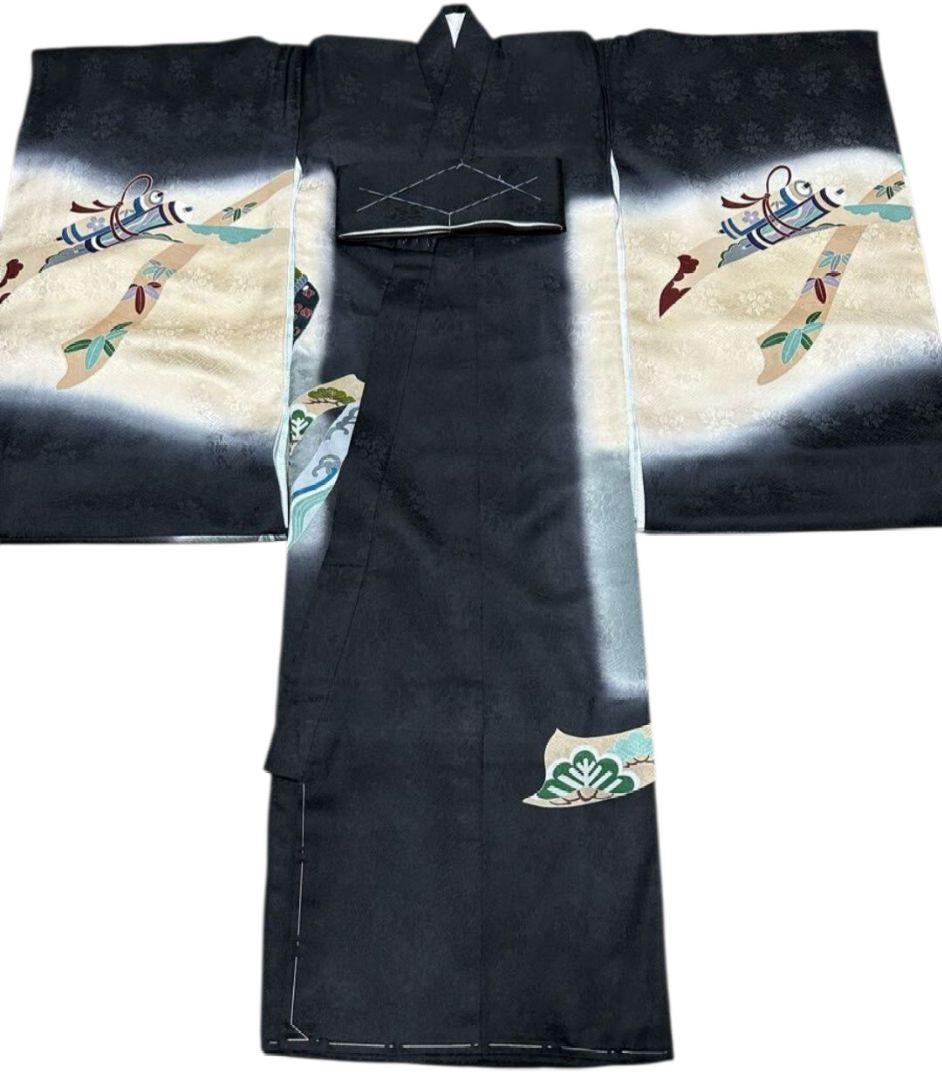 正絹　産着(初着、祝着)　お宮参り　七五三　男児　金彩　子供着物　襦袢付　男の子