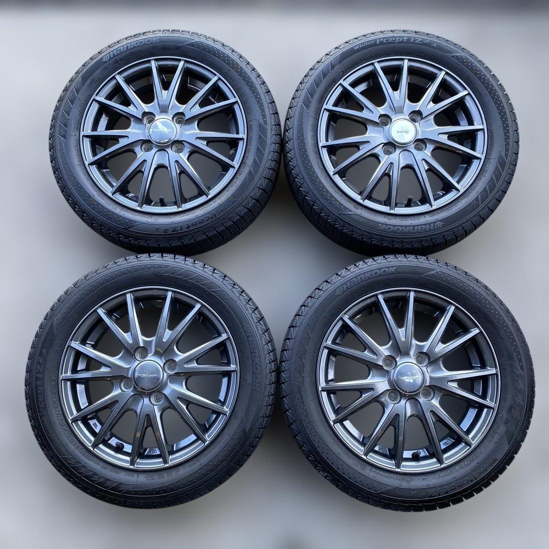 中古バリ溝ハンコックスタッドレスセット155/65R14 軽自動車各種‼️送料無料