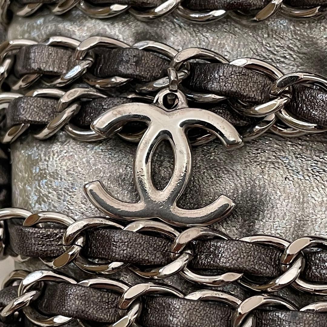 希少 シャネル ココマーク チェーン サンダル シルバー 39 レディース