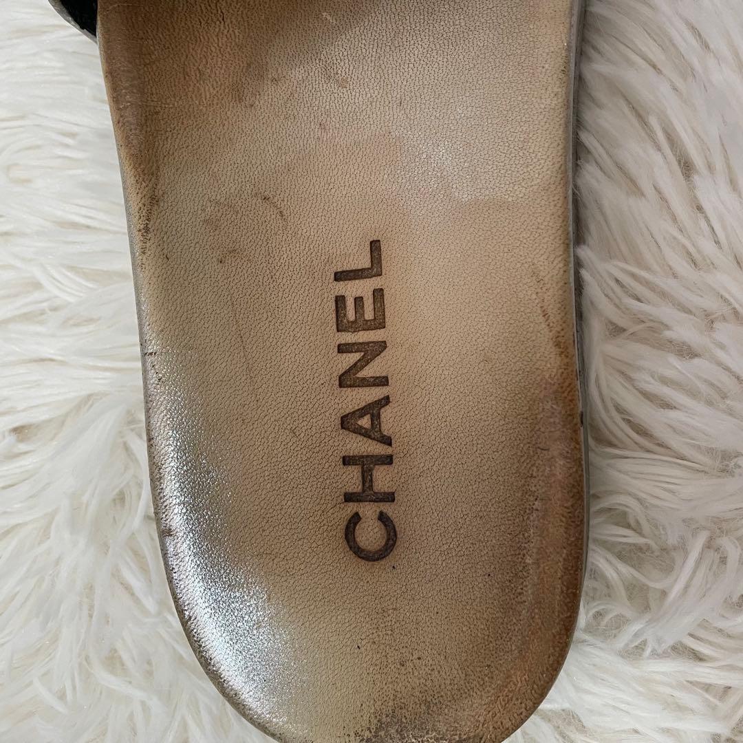 希少 シャネル ココマーク チェーン サンダル シルバー 39 レディース