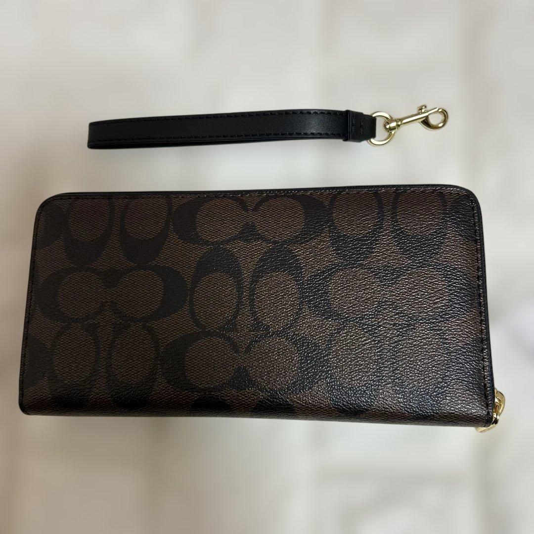 【新品未使用】COACH 長財布 シグネチャーキャンバス ラウンドファスナー型