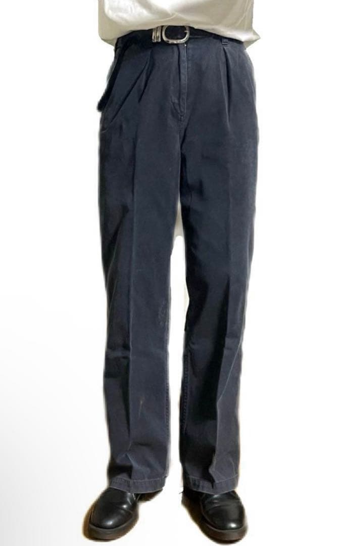 古着 90's ラルフローレン ブラック ツータックチノ ポロチノ