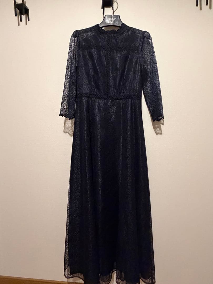 フォルムフォルマ マザードレスform forma リーフレースロング紺　９号