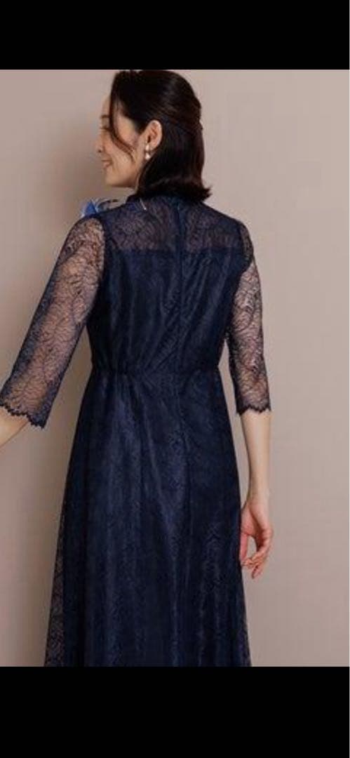 フォルムフォルマ マザードレスform forma リーフレースロング紺　９号