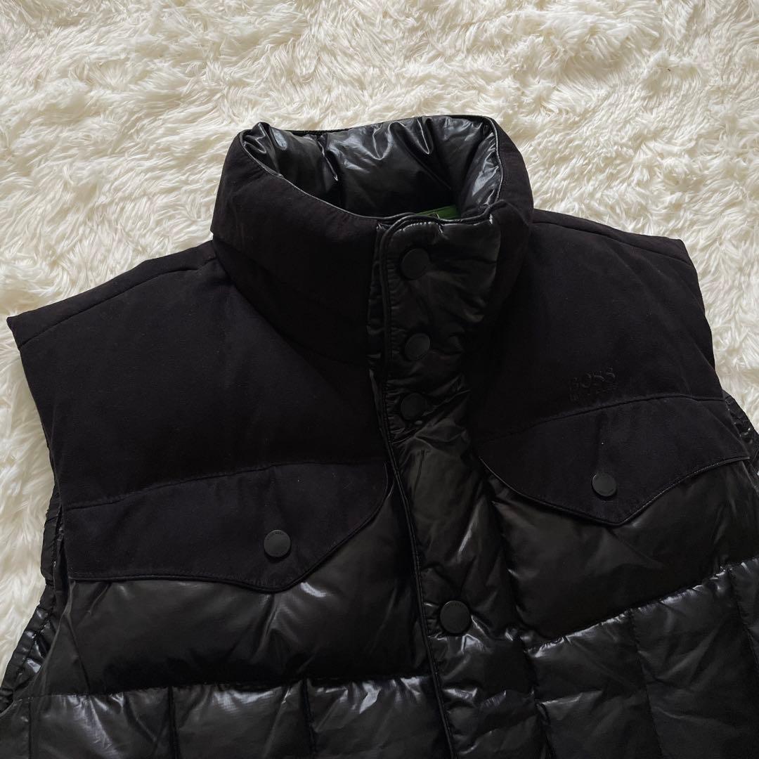 BOSS HUGO BOSS ダウンベスト　スエード　切り替え　2way フード