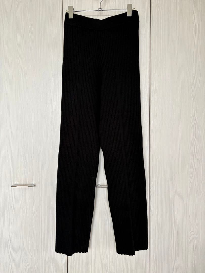 【HYKE/ハイク】ワイドリブセーターパンツ【ブラック/サイズ2】