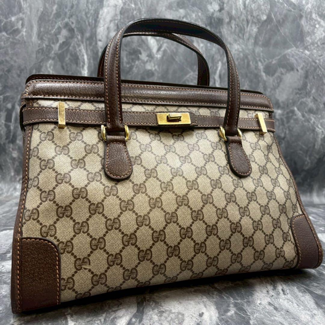 ✨希少✨GUCCI GG ハンドバッグ ベージュ ブラウン レザー ゴールド金具
