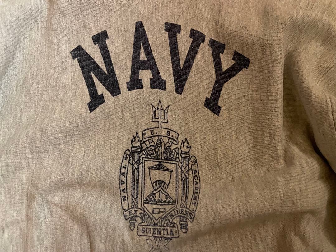 h*y様 チャンピオン 80sリバースウィーブ　NAVY 染み込みプリント Lサ